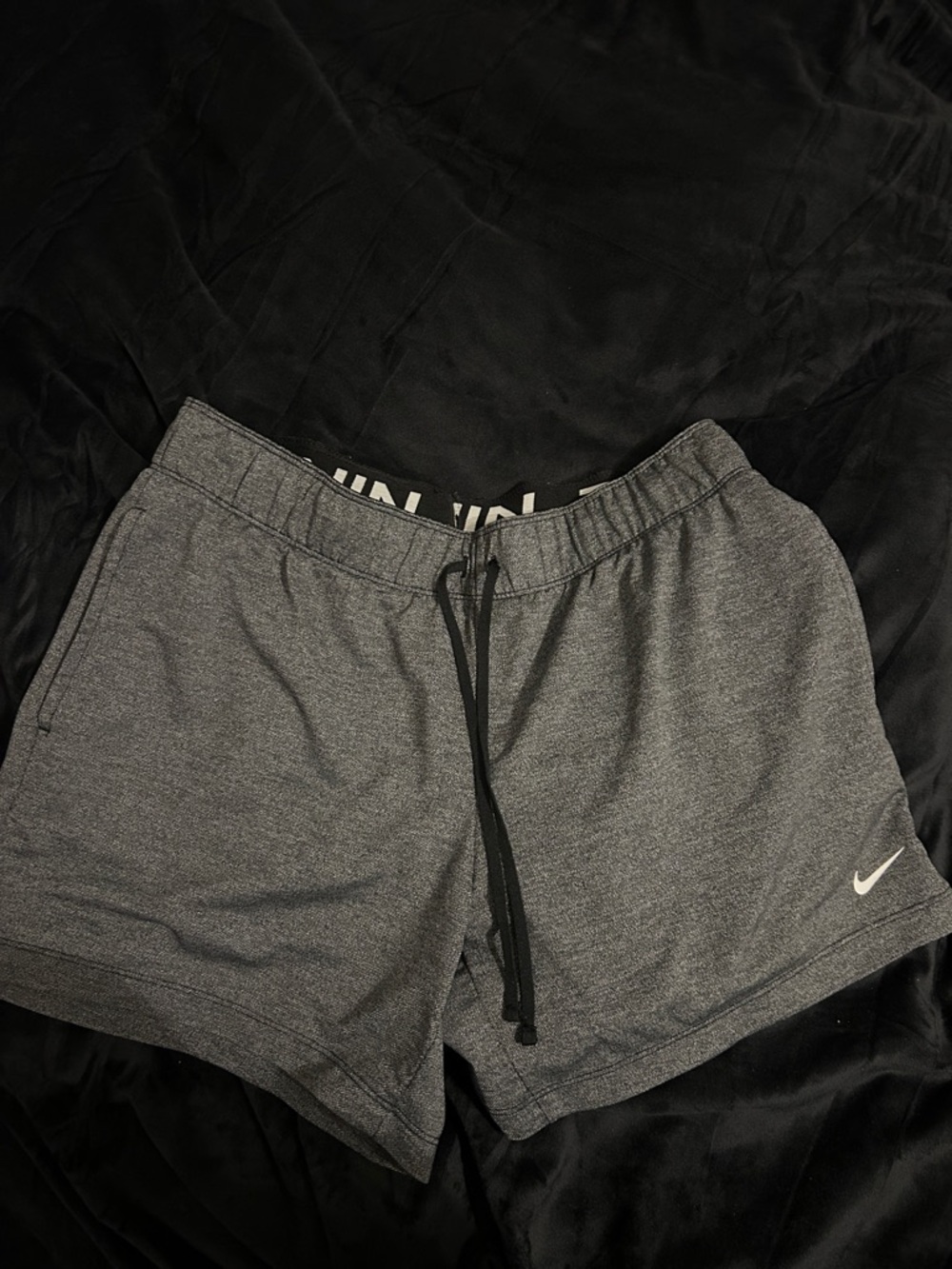 Nike Women’s Heather Gray Athletic Shorts with Black Drawstring